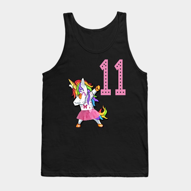 11th Birthday Dabbing Unicorn Birthday Girl for 11 years old Girl Young Woman Lady Tank Top by familycuteycom